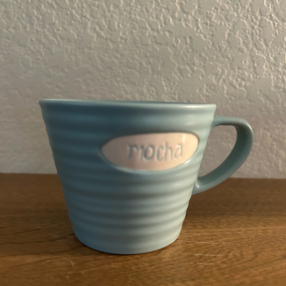 Starbucks Blue Ribbed Ceramic Mug with Handle